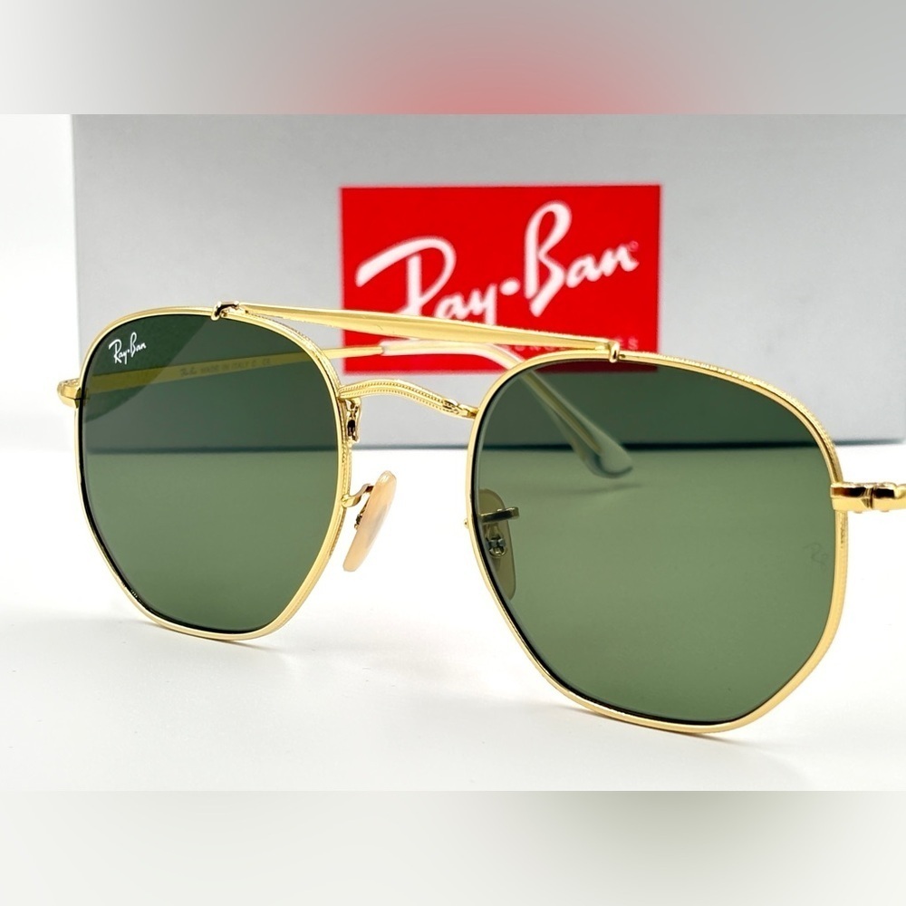 Ray-Ban Marshal Sunglasses Gold Hexagon Frame RB3648 001 54-21 Smoke Lens 343 - Picture 3 of 17